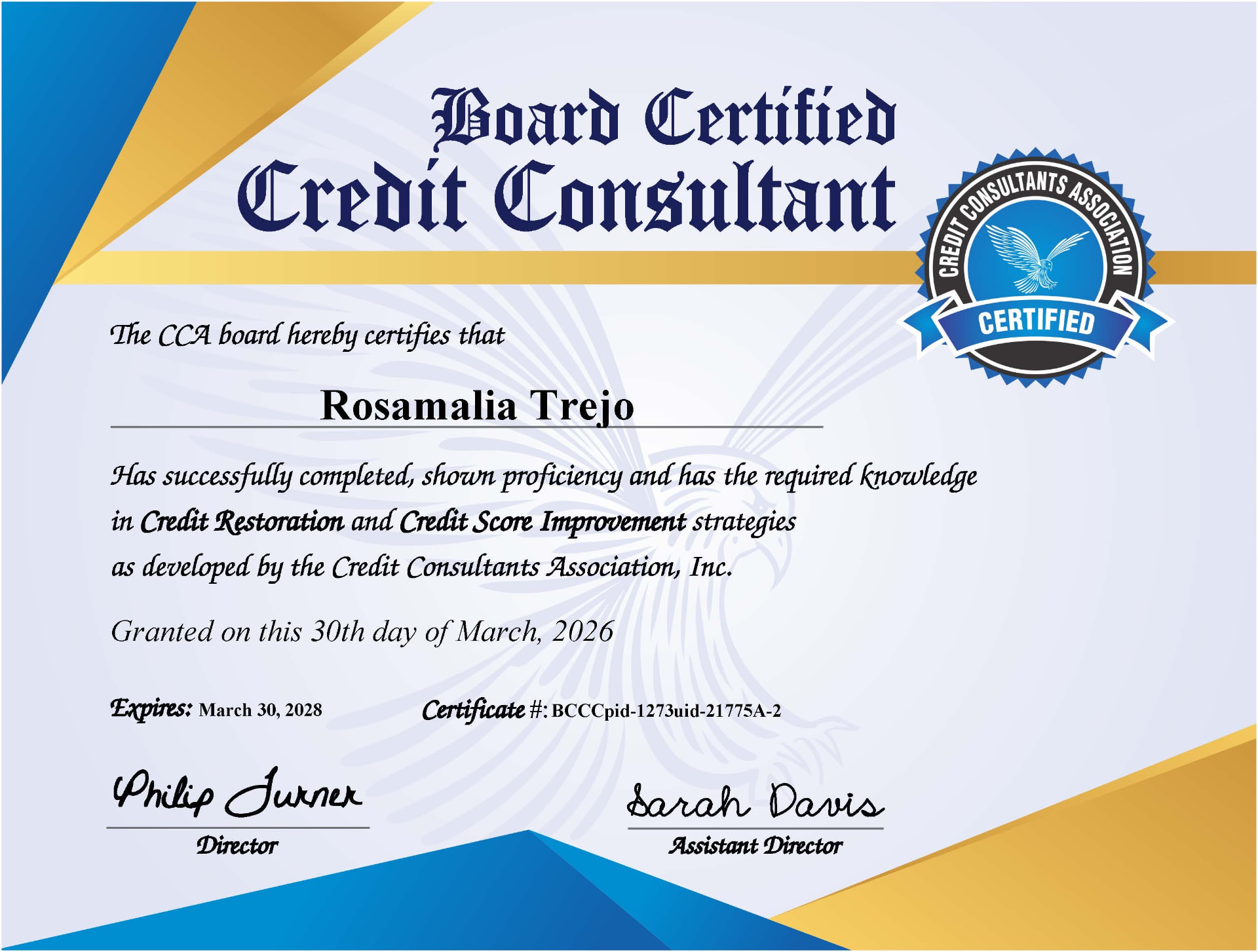 Board Certified Credit Consultant